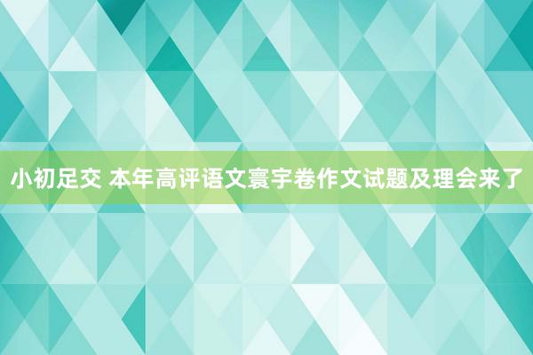 小初足交 本年高评语文寰宇卷作文试题及理会来了