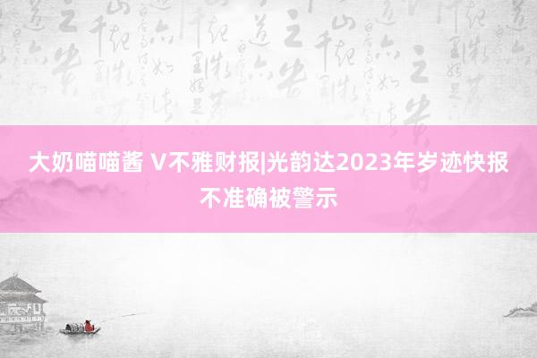 大奶喵喵酱 V不雅财报|光韵达2023年岁迹快报不准确被警示