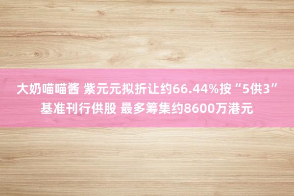 大奶喵喵酱 紫元元拟折让约66.44%按“5供3”基准刊行供股 最多筹集约8600万港元