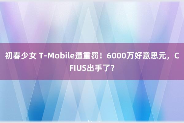 初春少女 T-Mobile遭重罚！6000万好意思元，CFIUS出手了？