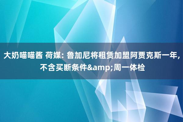 大奶喵喵酱 荷媒: 鲁加尼将租赁加盟阿贾克斯一年, 不含买断条件&周一体检